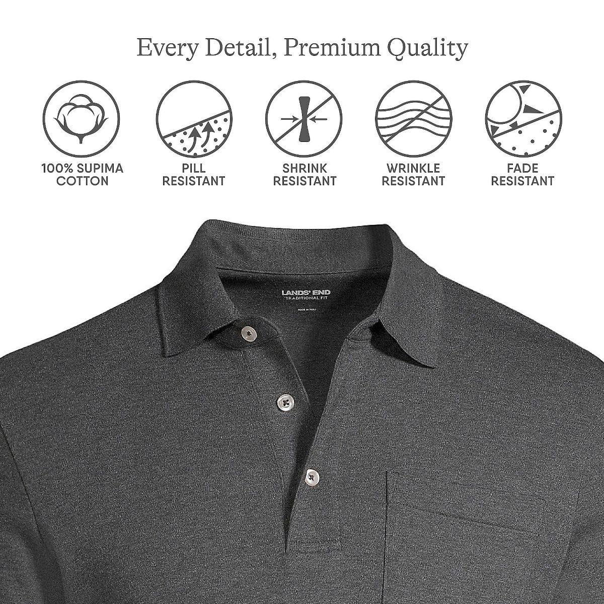 Lands' End Men's Short Sleeve Cotton Supima Polo Shirt with Pocket - thumbnail 8