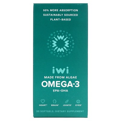 iwi Omega 3 - Vegan Algae Omega 3 EPA + DHA - 30 Day Supply