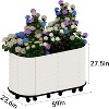 Portable Elevated Planter Box with Reservoirs, Corrosion-Resistant Steel Plant Bed, Wheels, Wave Sides, Indoor/Outdoor, White - 3 of 4