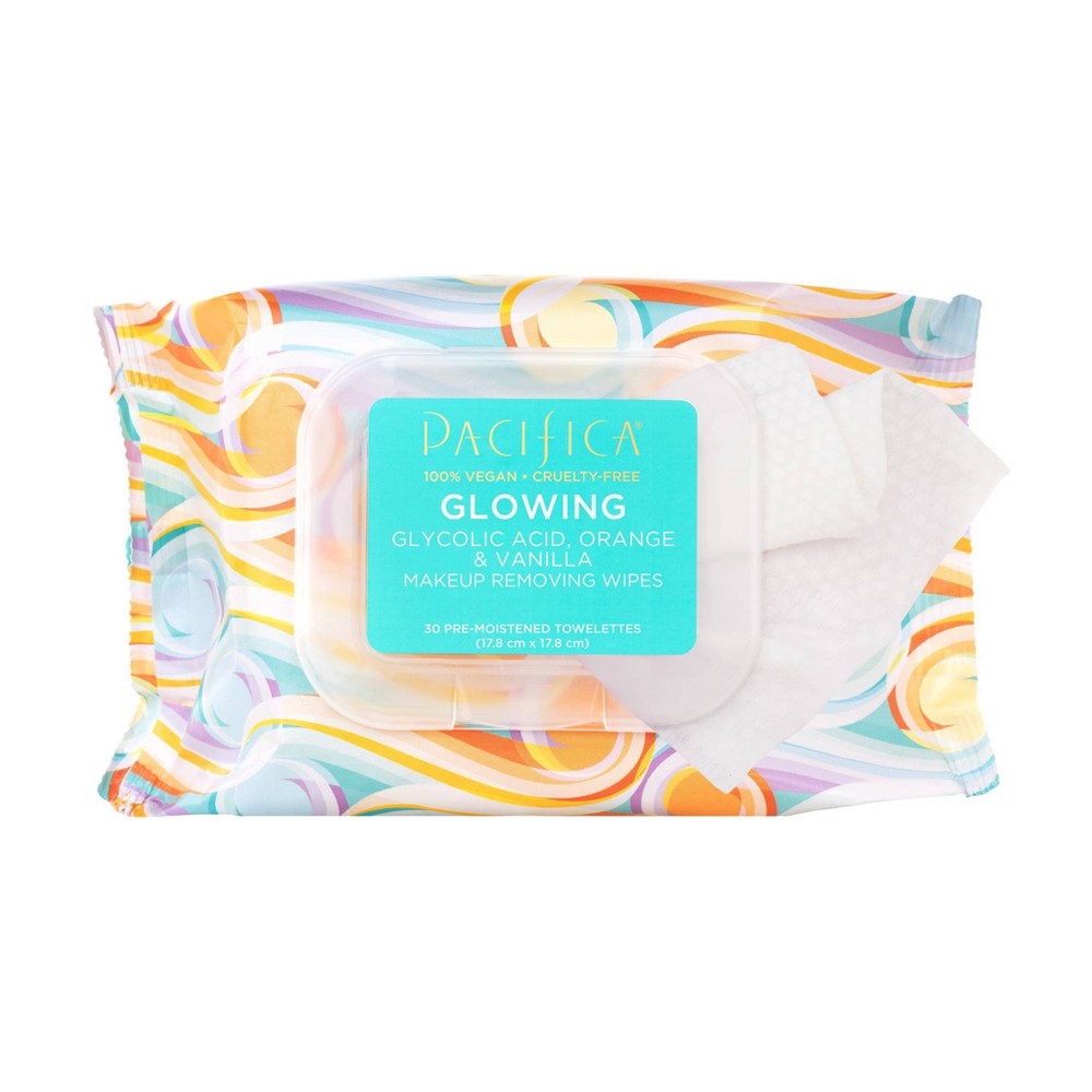 Photos - Cream / Lotion Pacifica Glowing Makeup Removing Wipes - Orange - 30ct 