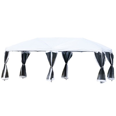 Outsunny 10' x 20' Heavy Duty Pop Up Canopy with 6 Sidewall Mesh Netting, Outdoor Party Event Tent with Oxford Fabric Roof for Backyard Garden Patio