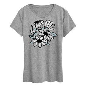 Women's - Instant Message - Patterned Flowers Short Sleeve Graphic T-Shirt - 1 of 4