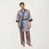 Anna-Kaci Men's 2-Piece Set Satin Robe and Pants with Paisley Print and Contrast Trim - 3 of 4