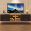65" TV Stand with LED Lights for 55–75" TVs, Modern Entertainment Center with 4 Drawers, Shelves & Glass Doors - 3 of 4