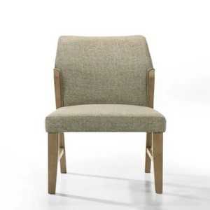 Eden Set of 2 Beige Linen Dining Chair with Rustic Oak Finish Legs - 1 of 4