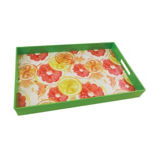 Beachcombers 11.61" x 17.91" Watercolor Citrus Fruit Theme Decorative Serving Tray w/ Handle Slots - 1 of 2