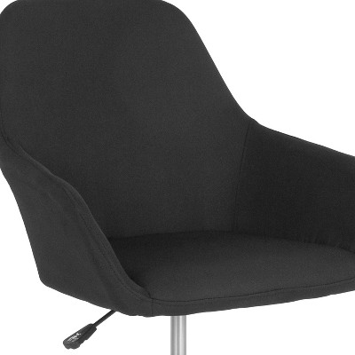 Black Fabric Mid-Back Swivel Office Chair with Chrome Base