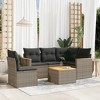 vidaXL 6 Piece Patio Sofa Set with Cushions Gray Poly Rattan - With Table - 2 of 4