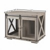 Racxily Farmhouse Dog Cage Crate Furniture with Sliding Barn Door, Wooden Dogs Kennel End Table w/ Flip-top Plate Dog House, Detachable Divide - 2 of 4