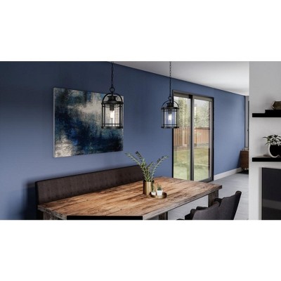 Mystic Black Glass Mini Pendant Light with Brushed Nickel Accents