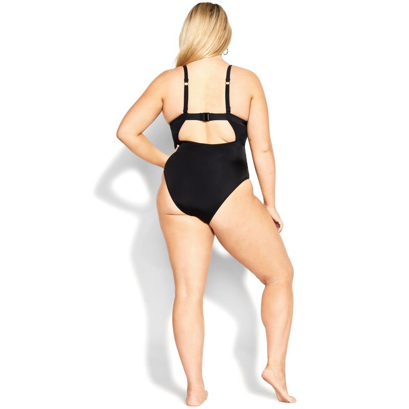 Women's Plus Size  Sexy Plunge 1 Piece - black | FOX & ROYAL, 2 of 4