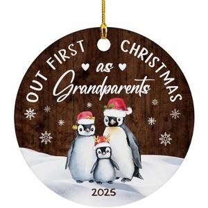 Lomsoe Penguin Ornaments, Tree Hanging Decorations, Winter Gift Penguin Ornament Ceramic, Our First Christmas As Grandparents 2025 - 1 of 1