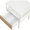 Rattan Accent Center Table, MDF+Metal 2 PCS 15.74 inches White Modern Center Rectangular Storage Coffee Table with Adjustable Shelves for Bedroom - 3 of 4