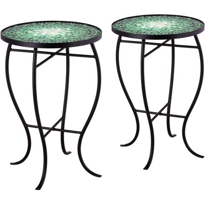 Teal Island Designs Bella Green Mosaic Outdoor Accent Tables Set of 2