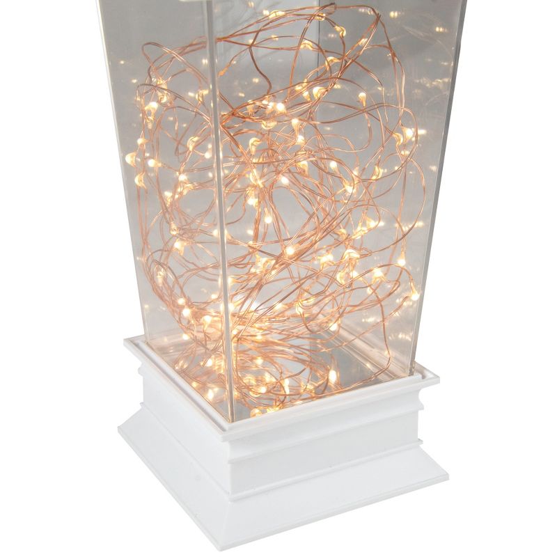 Northlight 12" Battery Operated White Tapered Lantern with Rice Lights Tabletop Decoration, 3 of 5
