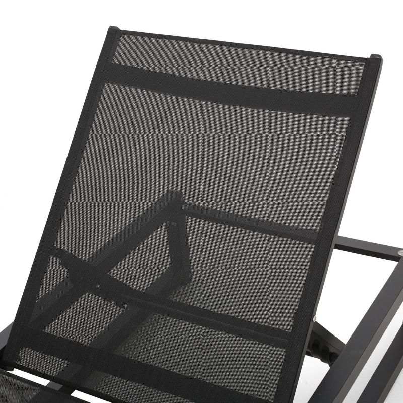 Modesta Patio Aluminum Chaise Lounge with Mesh Seating - Black - Christopher Knight Home, 5 of 9