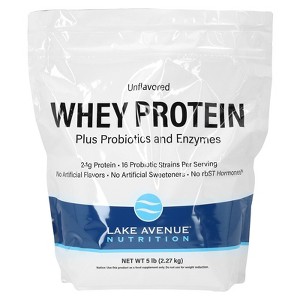Lake Avenue Nutrition Whey Protein + Probiotics, Unflavored, 5 lb (2.27 kg) - 1 of 3
