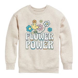 Boys' - Peanuts - Flower Power Graphic Long Sleeve Fleece Sweatshirt - 1 of 4