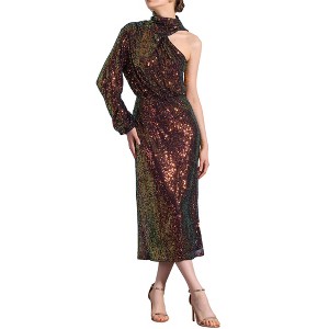 Allegra K Women's Sequin One Shoulder Long Sleeve Sparkly Party Maxi Dress - 1 of 4