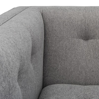 Gray Velvet and Wood Accent Chair with Tufted Design