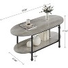 Farmhouse Oval Coffee Table, 2 Tier Center Table with Open Storage, Modern Industrial Tea Table, Wooden Cocktail Table with Metal Frame - 2 of 4