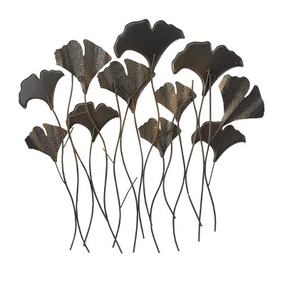 Bohemian Metal Nature Wall Decor Gold - Olivia & May: Ginkgo Inspired, Iron Crafted, Indoor Vertical Sculpture