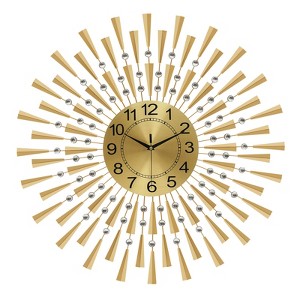YIYIBYUS Large Wall Clocks for Living Room Decor, Modern Gold Silent Wall Clock, 27.6 Inch Retro Crystal Clocks - 1 of 4