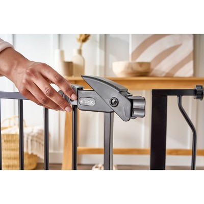 Black Metal Retractable Walk-Through Baby Gate