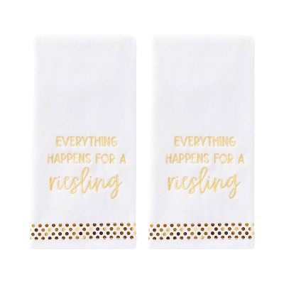 2pc Everything Happens Hand Towel Set White - SKL Home