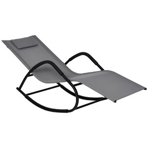 Rocking Chair, Zero Gravity Patio Chaise Sun Lounger, Outdoor Rocker, UV Water Resistant, Pillow for Sunbathing, Lawn, Garden or Pool - 1 of 4