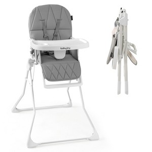 Foldable High Chair, Easy Clean Compact Highchair with Removable Adjustable Tray and PU Seat Cushion, 5-Point Safety Belt for Babies and Toddlers - 1 of 4