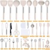 Itopfox Silicone Cooking Utensil Set, 43 PCS Heat Resistant Kitchen Tools with Stainless Steel Handle for Nonstick Cookware, Pots and Pans (Khaki) - 2 of 4