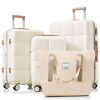 BEAFUP 4-Piece Hard Shell Luggage Set with Spinner Wheels and USB Port - 20",Expandable ABS Durable with Travel Bag,Cup Holder - 2 of 4