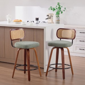KTMBDW Swivel Bar Stools, 26" Upholstered Counter Height Bar Stools with Back and Walnut Wood Legs, Barstools for Kitchen Counter - 1 of 4
