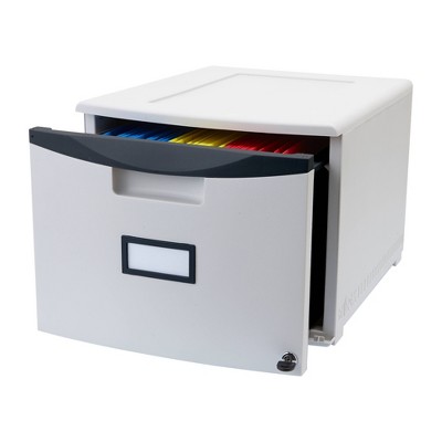 Storex Stackable Filing Drawer with Lock Legal/Letter Size - White