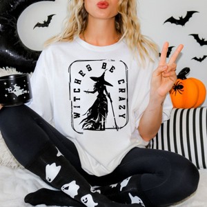 Simply Sage Market Witches Be Crazy Rectangle Garment Dyed Tee - 1 of 4