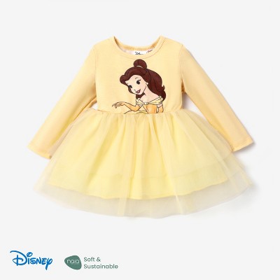 PATPAT Disney Princess Baby Toddler Girl Long Sleeves Tulle Dress Birthday Party Costume