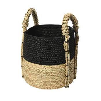 Household Essentials Terra Braid Grass Basket Black/Natural