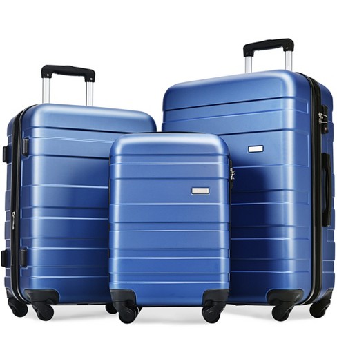 3 PCS Expandable ABS Hard Shell Luggage Set with Spinner Wheels and TSA  Lock, Drak Blue - ModernLuxe