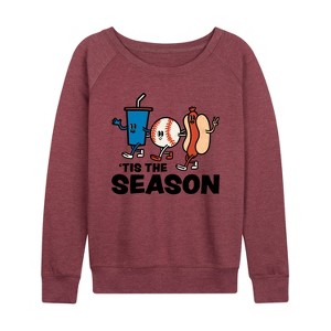 Women's - Instant Message - Tis The Season Americana Lightweight French Terry Wide Neck Long Sleeve Graphic Shirt - 1 of 4