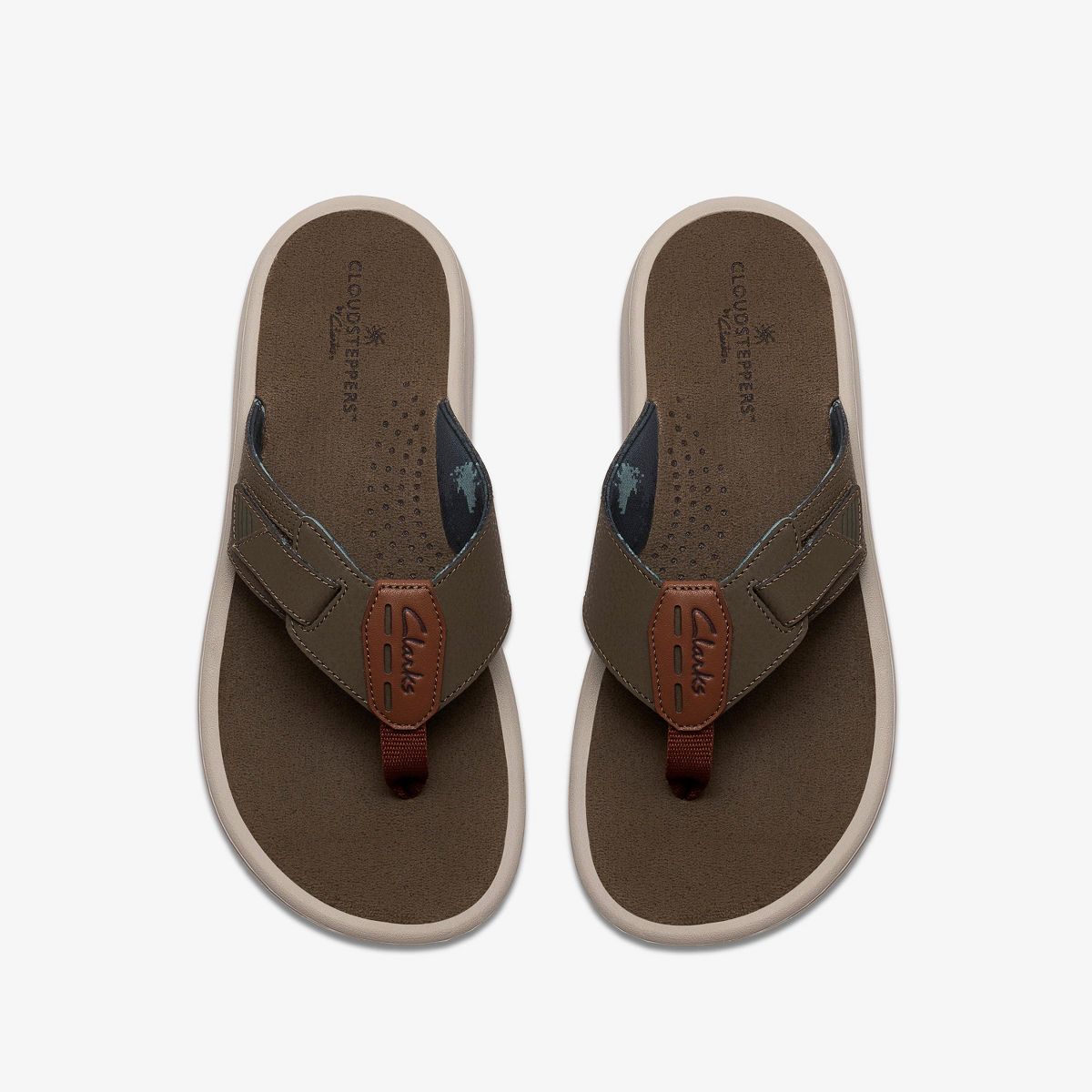Clarks Mens Men's Breeze Flip Flops Green Combination Sandals - thumbnail 6