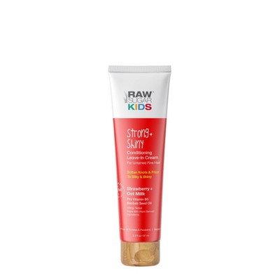 Raw Sugar Leave-In Hair Cream Strawberry + Oat Milk Hair Treatment for Kids - 3.3 fl oz