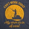 Mens Can't Work Today My Arm Is In A Cast T-Shirt Funny Fishing Tee - Crazy Dog Men's T Shirt - 2 of 4