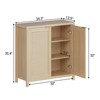 Farmhouse Kitchen Sideboard Buffet Storage Cabinet with Rattan Decorated Doors, Cupboard Console Table Wood Buffet Cabinet with Adjustable Shelves - 3 of 4