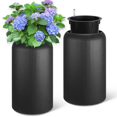 14/21/29” Tall Planters Set of 2 Self Watering Pots for Indoor and Outdoor Plants, Flower Pots for Living Room, Bedroom Office, Patio, Porch, Garden