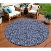 Navy Blue Denim Blue And Ivory Floral Washable Indoor Outdoor Area Rug - 2 of 4