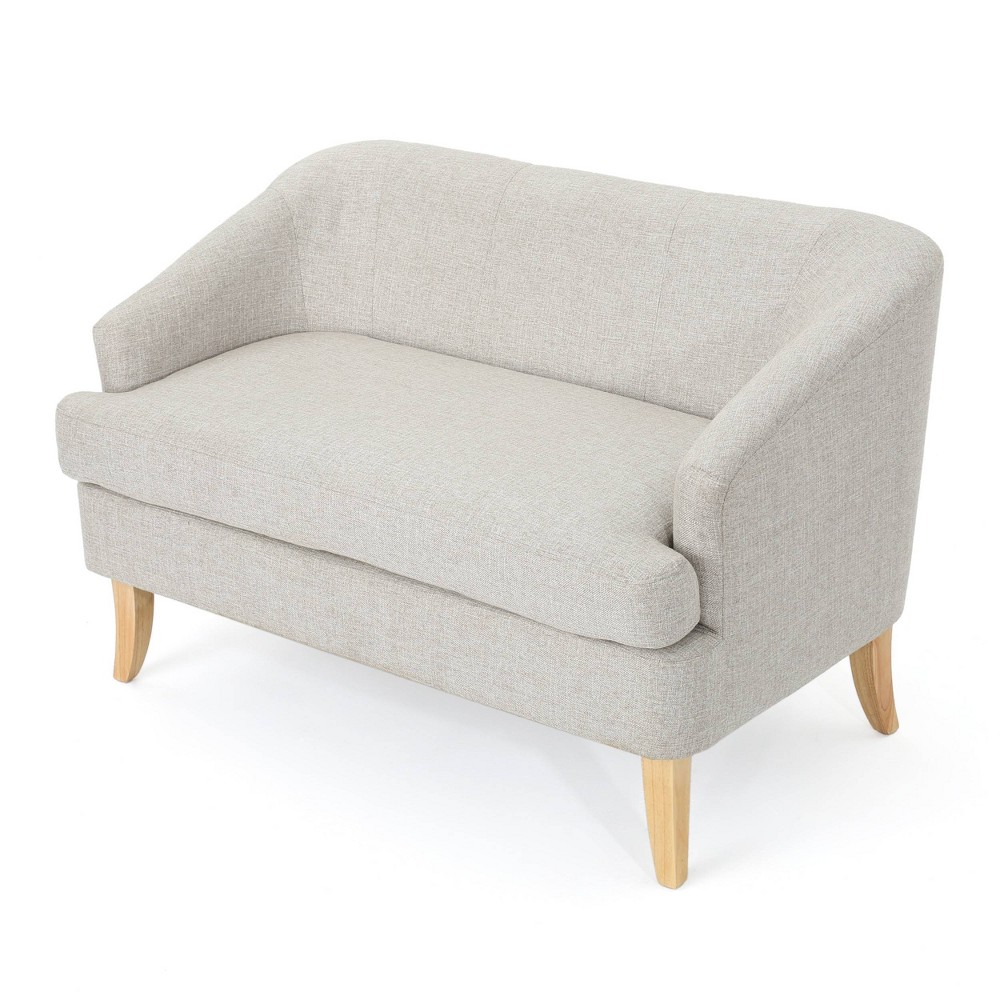 Sheena Mid Century Modern Loveseat Beige - Christopher Knight Home: Upholstered Polyester, Wood Frame, Seats 2