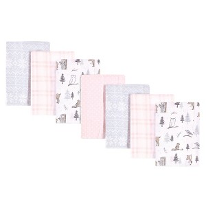 Hudson Baby Infant Girl Cotton Flannel Burp Cloths, Winter Forest, One Size - 1 of 4