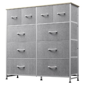 GALAXHERO 10-Drawer Bedroom Dresser, Fabric Storage Tower with Cabinet, Tall Organizer for Clothing & Closet, Metal Frame & Wooden Top - 1 of 4