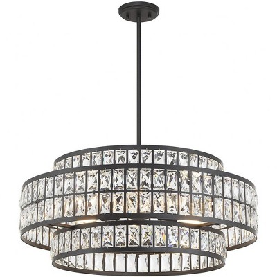 Renzo Matte Black 6-Light Crystal Drum Pendant
